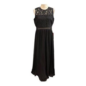 Truth & Fable Dress Womens XL Black Sheer Lace Bodice Chiffon Maxi Crochet Event